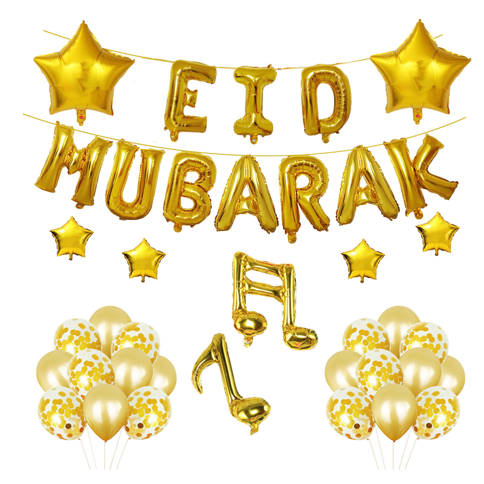 10x Gold EID Mubarak Balloons Ramadan DIY Decoration Muslim Party Supplies u 