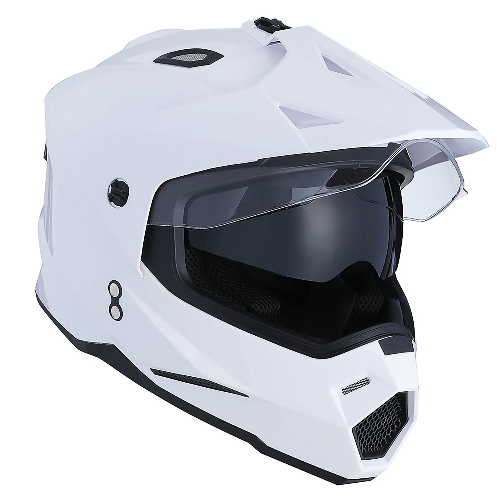 1Storm Dual Sport Motorcycle Motocross Off Road Full Face Helmet HF802 Dual Visor Glossy White