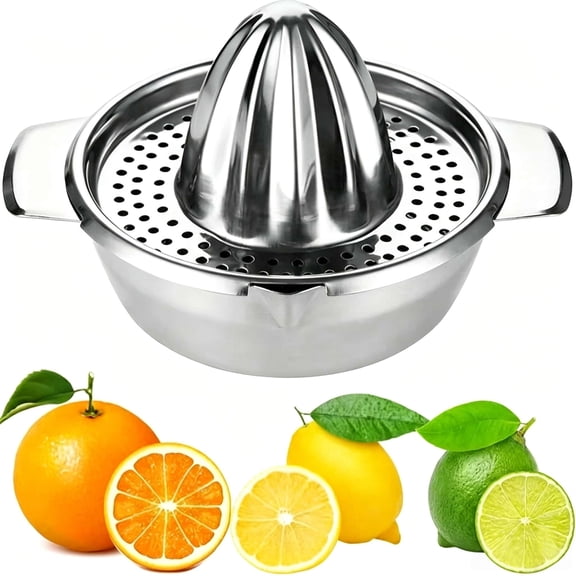Stainless Steel Lemon Squeezer,Juicer with Bowl Container for Oranges Lemons Fruit Home Made Juice in Kitchen