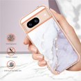 thumbnail image 3 of SaniMore for Google Pixel 8A Case with Wireless Charging Shockproof TPU Backplane Glitter Marble Pattern Fashion Design Anti-drop Anti-fingerprint Skin-feel Cover for Google Pixel 8A, White, 3 of 12