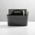 thumbnail image 3 of mDesign Small Plastic Caddy Tote for Desktop Office Supplies, 2 Pack, Dark Gray, 3 of 9