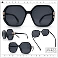 thumbnail image 2 of Womens Octagon Butterfly Designer Oversized Fashion Plastic Sunglasses All Black, 2 of 8