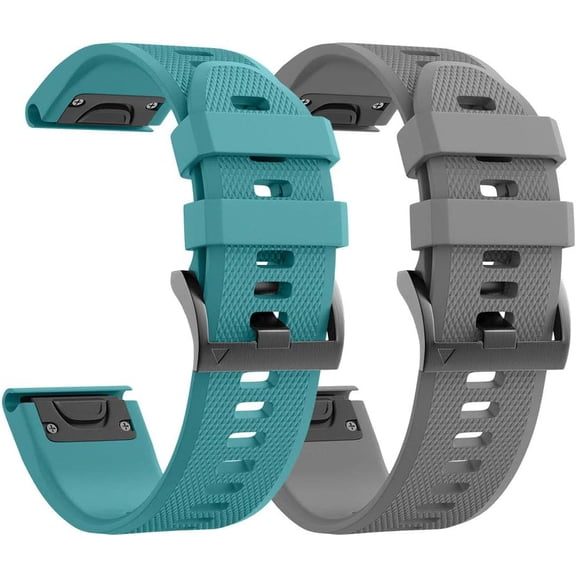 Tianle Compatible with Forerunner 935 Watch Band 22mm Silicone Watch Strap Replacement for Fenix 5/Fenix 5 Plus/Fenix 6/Fenix 6 Pro/Forerunner 935/945/Approach S60/Quatix 5 (2 Pack, Grey/Rock blue)