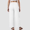 thumbnail image 5 of vigerkar Women's Casual Pants Drawstring Elastic Waist Pants Flowy Wide Leg Beach Trousers with Pockets White, 3XL, 5 of 9