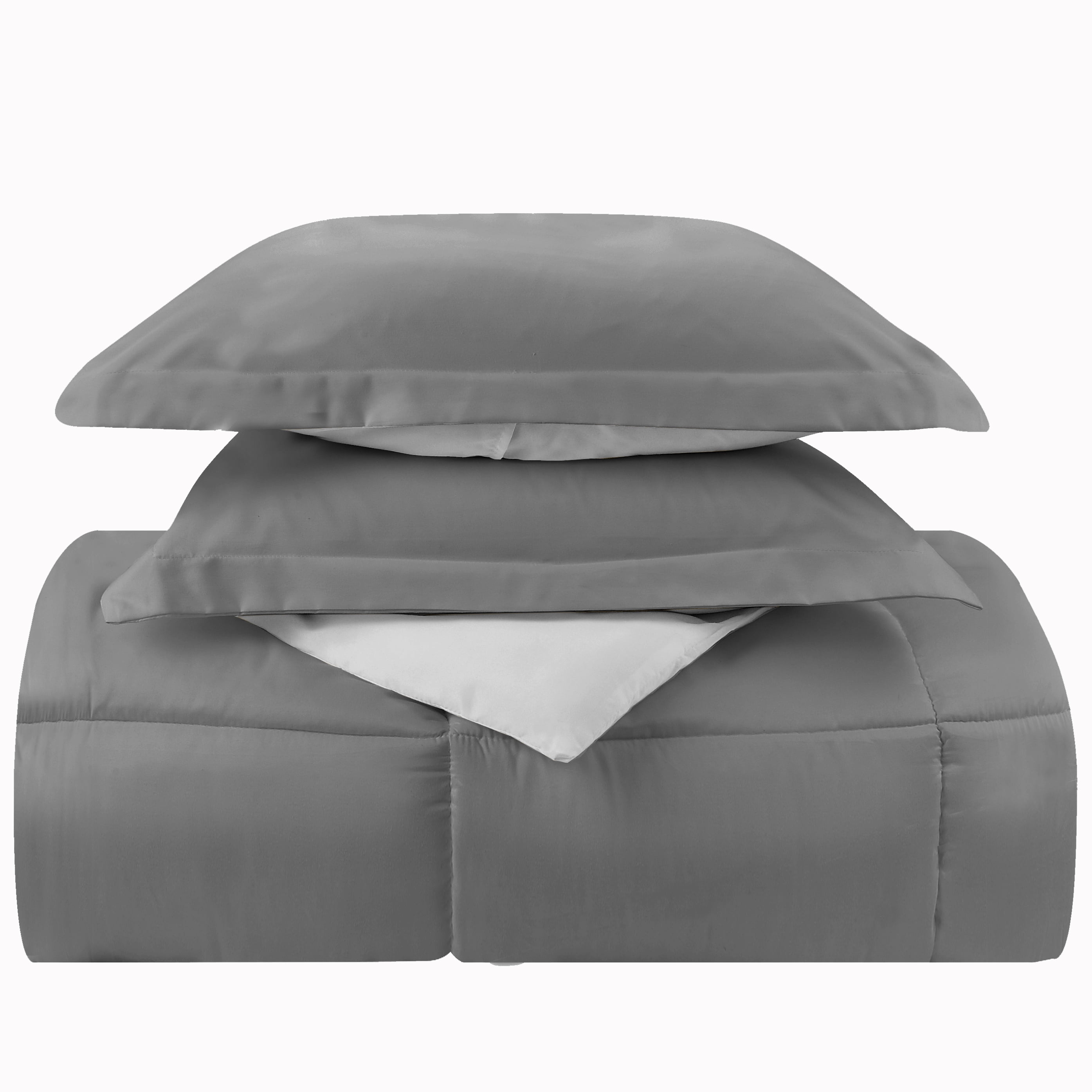 Clara Clark Luxury Soft Down Alternative Reversible Comforter Set, King, Silver/Gray, All Season, 3 Piece