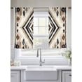 thumbnail image 6 of Boho Black Brown Semi Sheer Curtains 54 Inch Length 2 Panels Set, Vintage Geometric Southwestern Ethnic Sheer Kitchen Curtain Privacy Voile Window Curtain for Living Room Bedroom Rod Pocket Drapes, 6 of 7