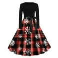 thumbnail image 2 of Mifsaly Merry Christmas Dresses for Women 2025 Crewneck Long Sleeve Vintage Cocktail Dress Xmas Plaid Tunic Elegant Evening Gowns Wedding Guest Festival Party Outfits with Belt, 2 of 6