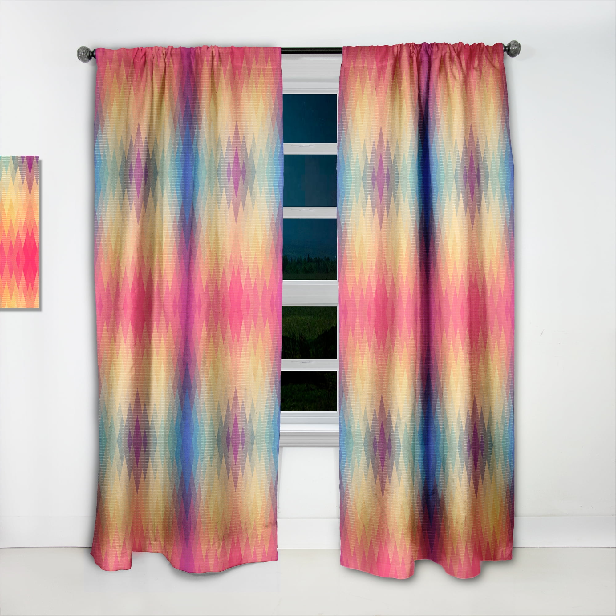 Designart 'Colorful Geometric Diamond Pattern ' Modern Curtain Panel