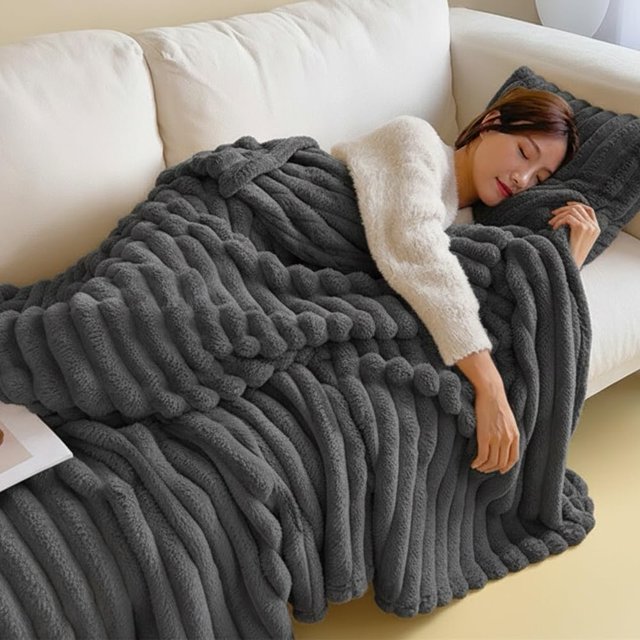 Thickened Plush Nap Blanket, Rabbit Plush Milk Velvet Cover Blankets, Fall Winter Weighted Fluffy Bed Throw Room Decor, Oversized Fuzzy Warm Couch Throws Gifts
