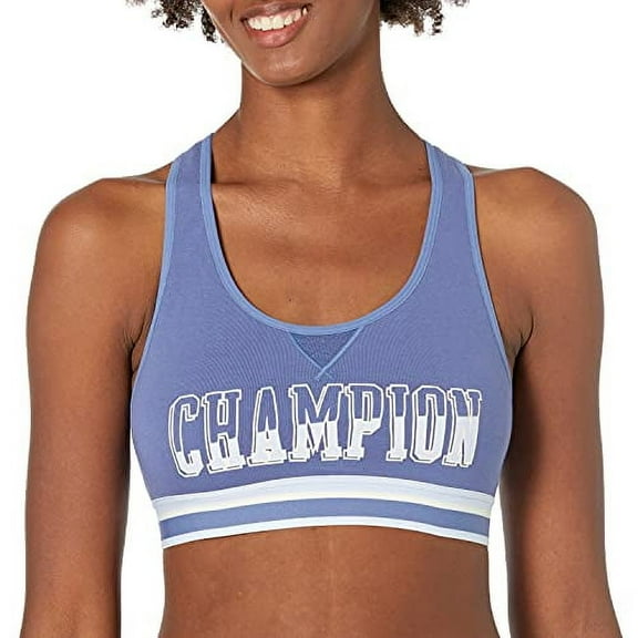Champion Women's The Authentic Sports Bra (Seven Seas Blue, Small, S)