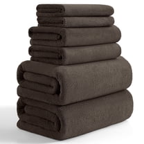 Beartech 6 Pack Bath Towel Set,Microfiber Towel Set,2 Bath Sheet,2 Hand Towel,2 Washcloth,Ultra Soft & Quickly Dry Bathroom Towel Set,Plush Highly Absorbent Shower Towel For Hotel Spa-Black Brown
