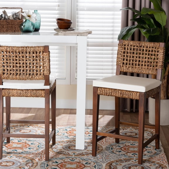 bali & pari Alise Boho Counter Stool, Counter Height, Seat Height of 24", Earthy Brown