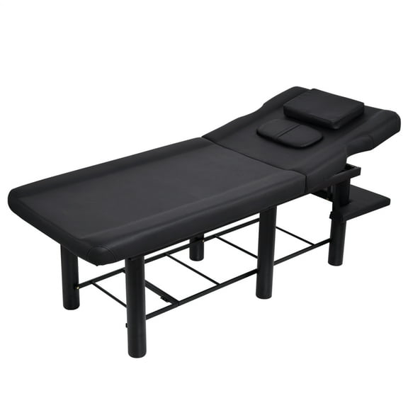 Heavy Duty Professional Stationary Massage Bed, Massage Bench Waxing Bed, Metal Frame Esthetician Table, for Physical Therapy Table, Spa Facial Bed (Black)