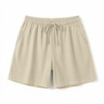 thumbnail image 5 of JUUNthy Womens Cotton Shorts, Daily Wear Elastic Waist Comfort Loose Summer Casual Shorts with Pockets wheat color L, 5 of 8
