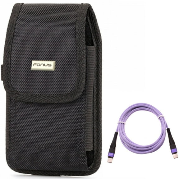 Purple 10ft PD Cable w Case Belt Clip for Samsung Galaxy S20 Ultra - Type-C to USB-C Fast Charger Cord Extra Long, Swivel Holster Rugged fits Samsung Galaxy S20 Ultra