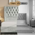 thumbnail image 5 of Merluxy Bed Frame Velvet Upholstered Platform Bed with 51.6" Tall Wingback Headboard,King,Light Grey, 5 of 9