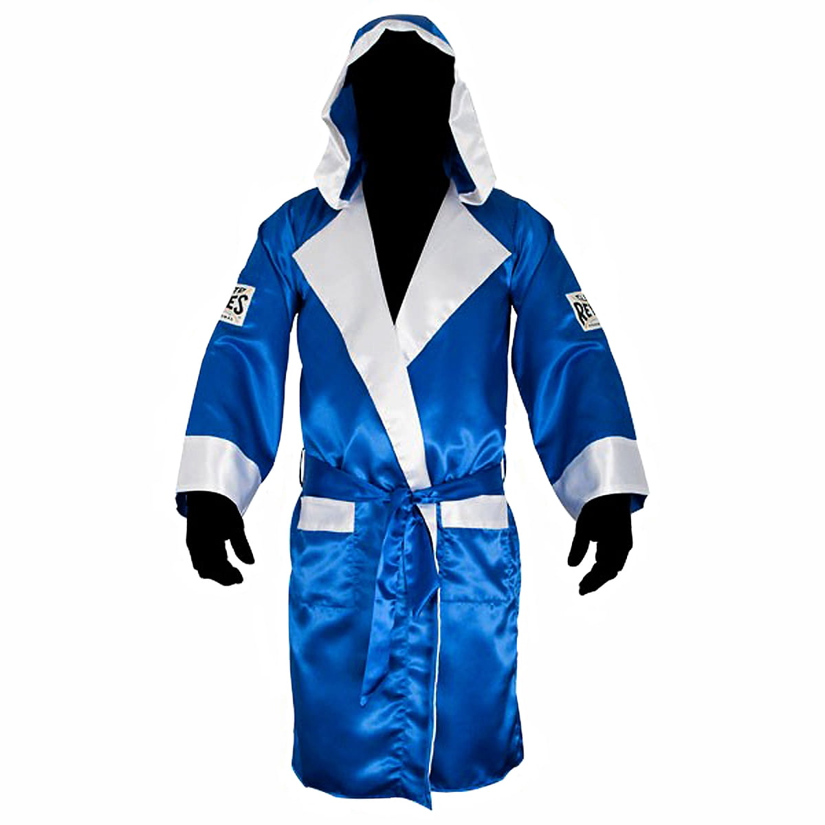 Cleto Reyes Satin Boxing Robe with Hood Blue/White