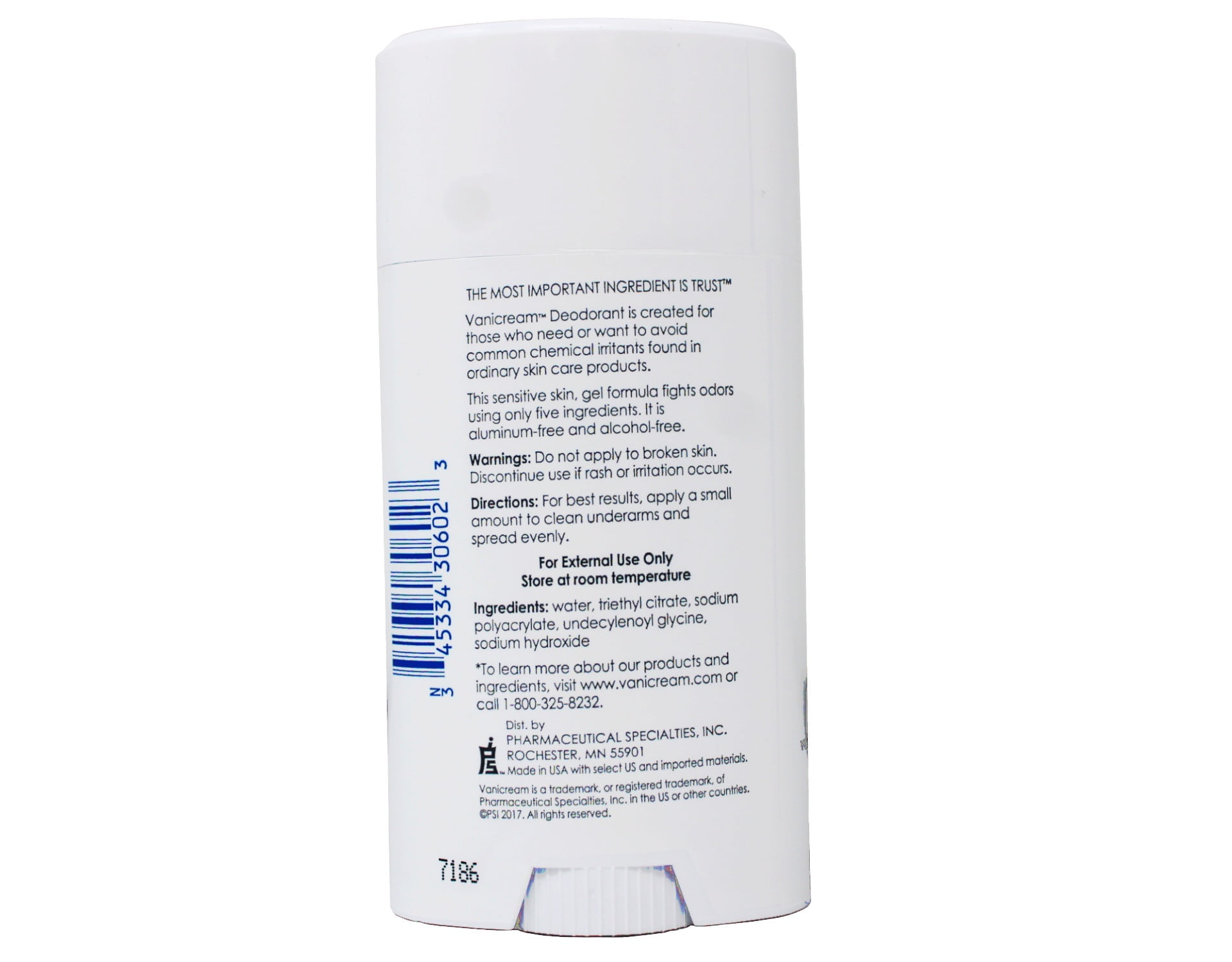 Vanicream Deodorant For Sensitive Skin, Aluminum-Free, Fragrance Free, 2 oz (57 g)