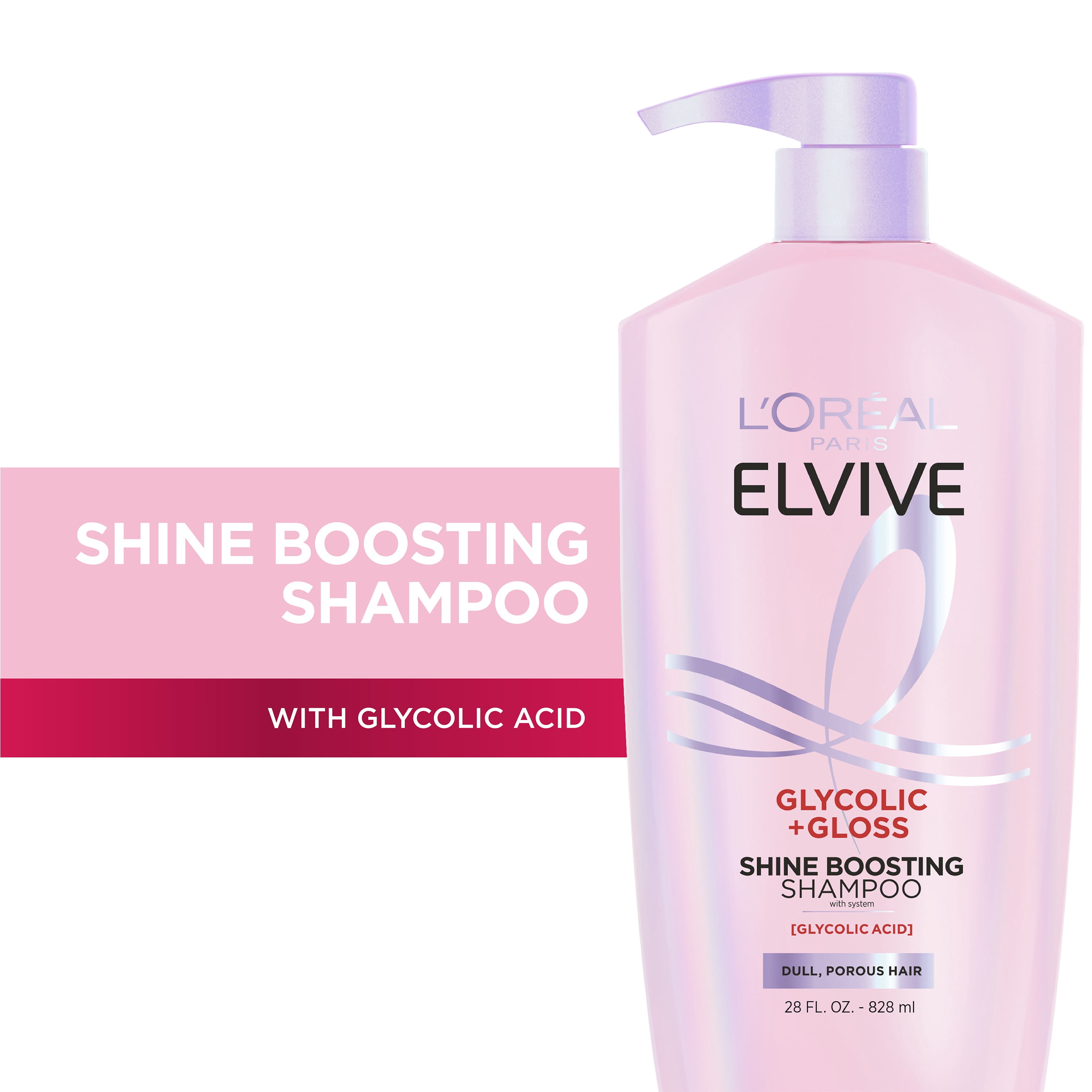 (4 pack) L'Oreal Paris Elvive Glycolic Gloss Shine Boosting Shampoo , 28 fl oz