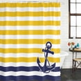 thumbnail image 3 of Yellow Striped Waterproof Fabric Shower Curtain,Navy Blue Nautical Anchor Geometric Waterproof Fabric Shower Curtain for Bathroom Curtains Bathtubs Shower Curtains with 12 Hooks Extra Long 72x96, 3 of 8