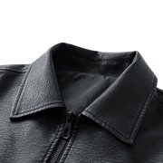M-4X Plus Size Leather Jackets for Men Big & Tall Zip Up Coats with Pockets and Collared Long Sleeve Solid Color Thermal Motorcycle Jacket & Coat