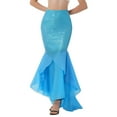 thumbnail image 2 of Miaeowve Womens Glitter Sequins Mermaid Long Tail Skirt with Asymmetric Mesh Panel Party Dress Blue S, 2 of 6