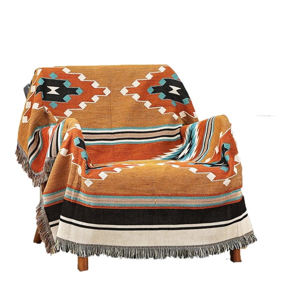 Manta Decorativa Reversible de Estilo Boho Azteca Verde 130x160 cm