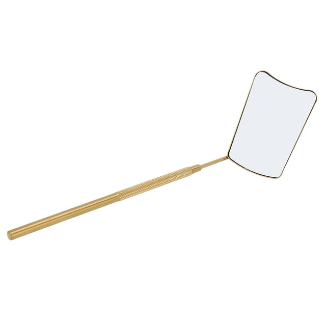 Stainless Steel Eyelash Mirror, Knurled Handle HD Mirror Fanshaped Eyelash Extension Mirror For Home Golden