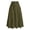 Army Green, variant on Levmjia Women Midi Skirt Flax Casual Solid Color Elastic Waist Button Front Zipper Side Slit Comfortable Beach Vacation Street Wear Summer