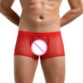 thumbnail image 2 of Vedolay Crotchless Panties Mens Briefs Wide Belt Mens Underwear Mesh Sport Underwear,Red XL, 2 of 5