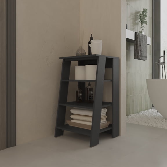 Bathroom Vanity, Bathroom Shelf Artesia, Bathroom, Black, Black Bathroom Storage Cabinet,Engineered Wood Bathroom Shelving, Bath & Faucets Bathroom Storage
