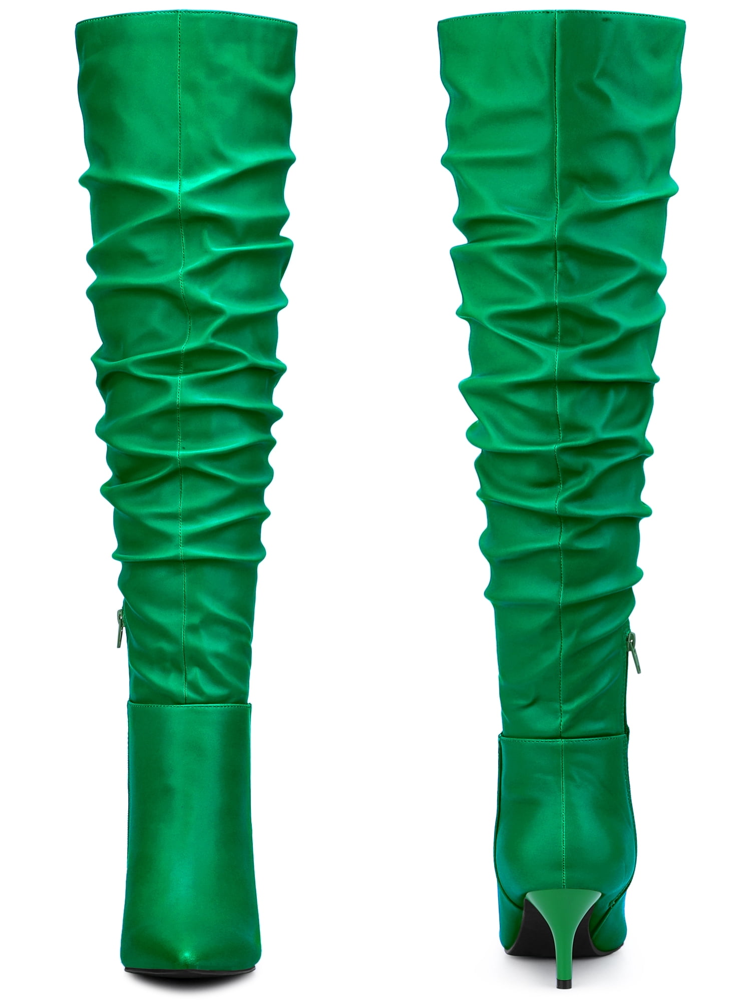DARING DIVA Women's Slouches Stiletto Heels Over the Knee High Boots Green US 7.5