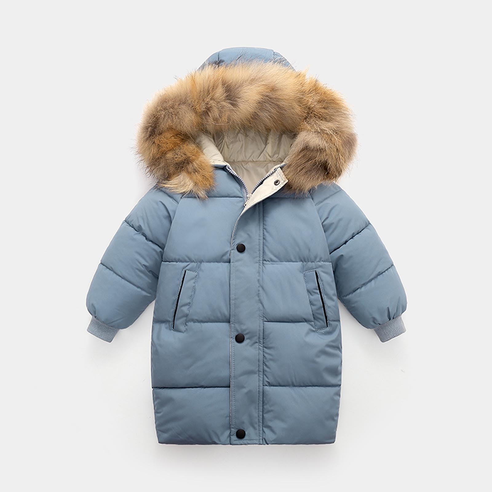 PEHZADA Girls Winter Coats Rain Coats for Girls Thicken Warm Kids Down Coat Winter Hooded Long Boys Girls Cotton Down Jackets Outerwears Children