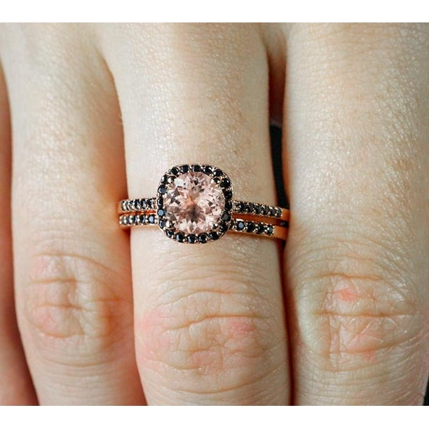Peach morganite wedding set sale