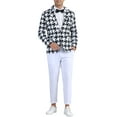 thumbnail image 2 of INSPIRE CHIC Houndstooth Pattern Blazers for Men's Prom Plaid Suit Jacket Business Sport Coats XL Black White, 2 of 6