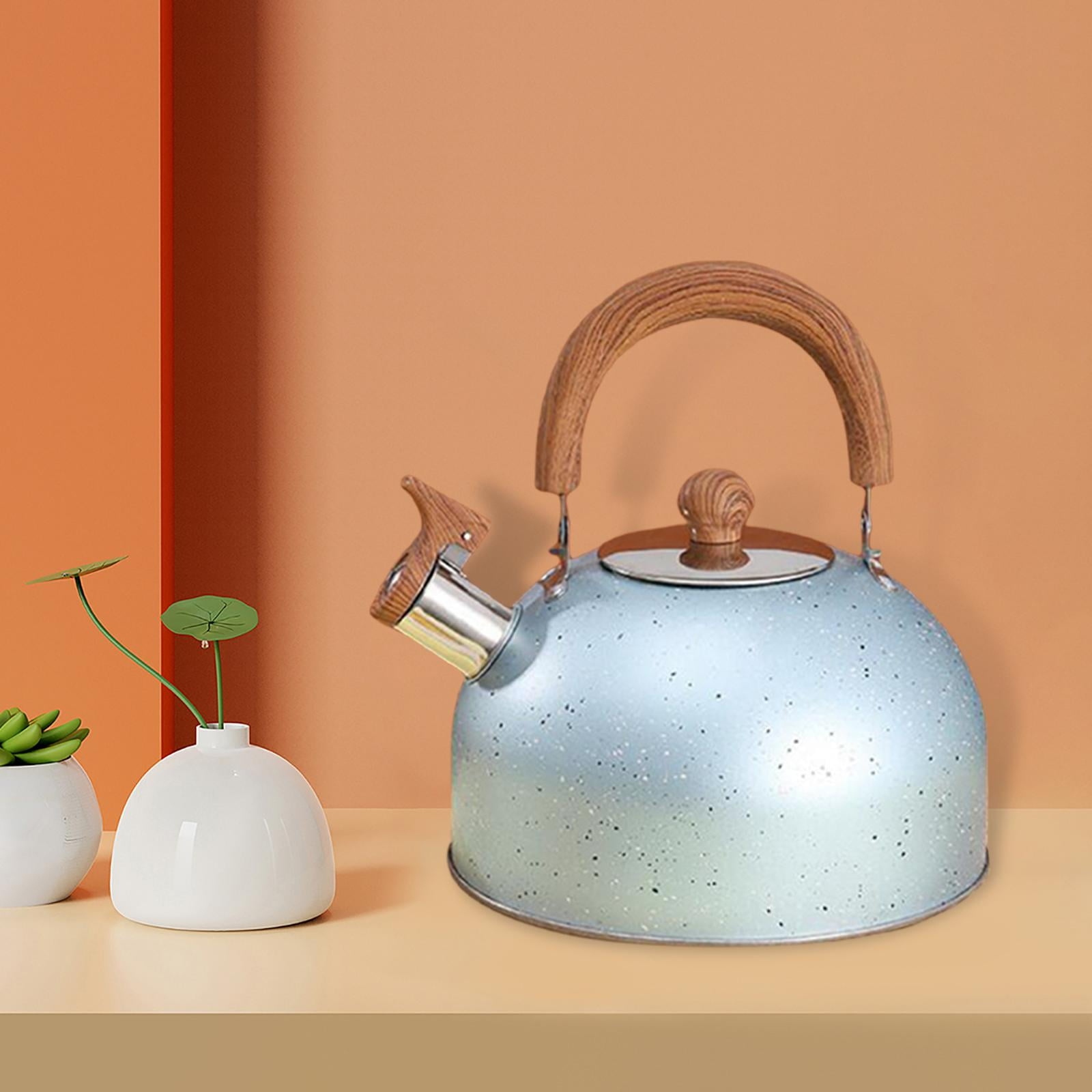 GasSaf 3L Loud Whistling Tea Kettle for Stove Top, Stainless Steel Kettle  with Wood Pattern Handle for Boiling Water Milk or Coffee, Unique Button  Control Kettle Outlet 