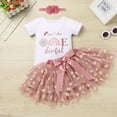 thumbnail image 5 of IBTOM CASTLE Infant Baby Girls 1st Birthday Outfits Short Sleeve Romper + Tutu Skirt + Headband 3PCS Set for Cake Smash Photoshoot 1 Year Dusty Pink & Daisy, 5 of 8