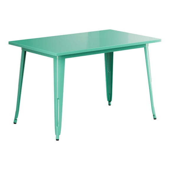 30'' X 48" Rectangular Aquamarine Metal Restaurant Patio Dining Table For Indoor or Outdoor Use