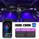 thumbnail image 3 of 56 modos Diy LED Iluminación interior del automóvil 4 piezas 36 LED 16 millones de colores RGB 12 V Encendido de cigarrillos + DC + USB Aplicación Bluetooth inalámbrica Luces de tira LED Luz ambiental, 3 of 5