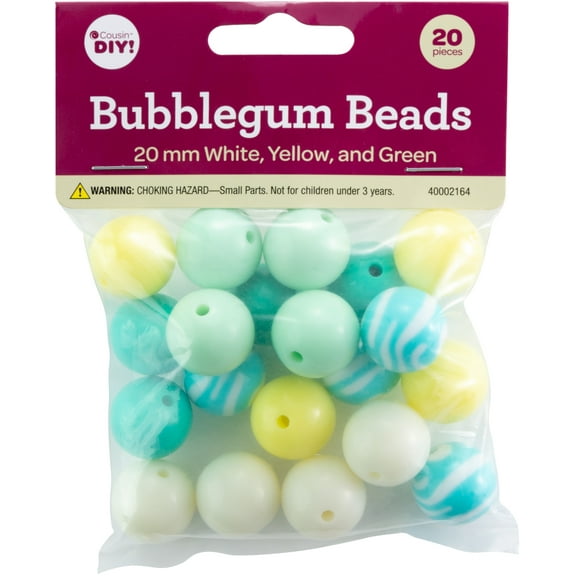 CousinDIY Bubblegum Bead 20mm 20/Pkg-Yellow Green Mix
