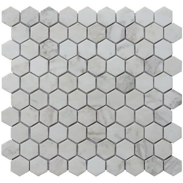 Intrend Tile NS020-B 1.25 x 1.25 in. Carrara Stone Hexagon Mosaic
