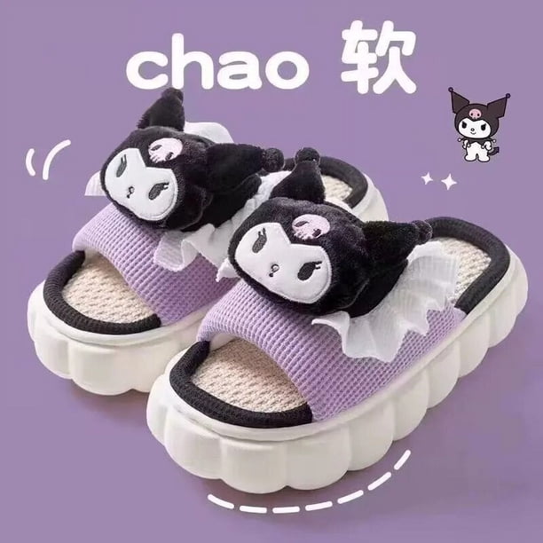Sanrio Cinnamoroll Hello Kitty Kuromi Zapatillas de casa para mujer, sandalias de moda Kawaii Y2k, zapatos transpirables de Anime de dibujos animados