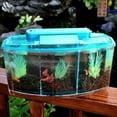 thumbnail image 4 of PPgejGEK Mini Aquarium Fish Tank 28x10x15cm 11x3.9x5.9in LED Light Divider Filter Acrylic Desktop for Small Betta Shrimp, 4 of 9