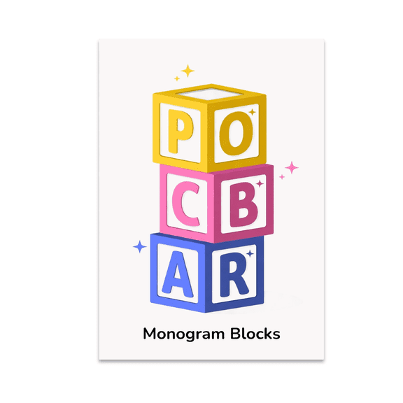 Playful Block Monogram Art - Home Decor Enthusiast - 13x19 Poster Print