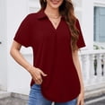 thumbnail image 2 of Plebaso Women's Shirts Collared Short Sleeve Casual Tops Button down Pullover Business Shirts for Work, 2 of 7