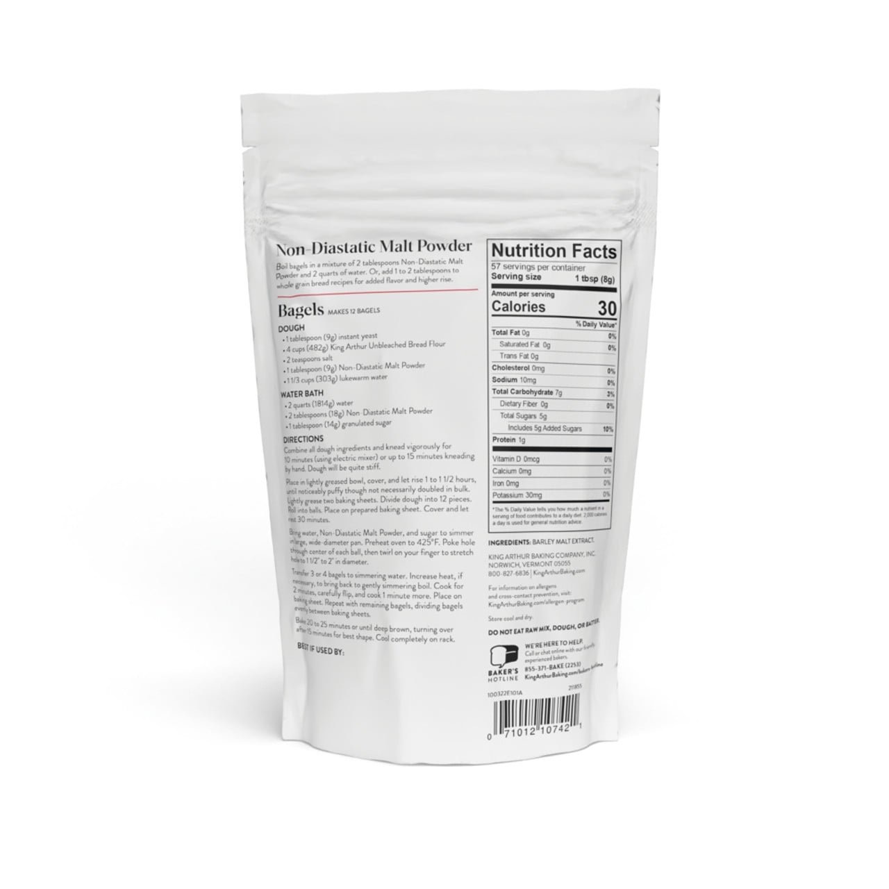 King Arthur Flour Non-Diastatic Malt Powder, Kosher - 16 Ounce Bag