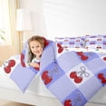 thumbnail image 4 of Homewish Cartoon Cherry Print Full Size Comforter Sets, Princess Ribbon Bowknot Bedding Comforter Set, Purple Patchwork Plaid Reversible Bedding Sets, Lightweight Room Decor, 3-Piece, 4 of 8