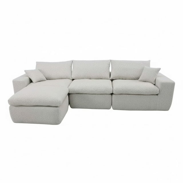 Ilios Innova | Sofá Esquinero Cloud Modular 4 Plazas Gris Comprimido, Estructura Espuma, Tapizado Poliéster, Diseño Versátil.