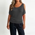 thumbnail image 5 of Tqcoqu Womens Summer Cold Shoulder Tops,Short Sleeve T Shirts Pullover Casual Dolman Blouses,Dark Gray Women's S-XXXL, 5 of 9