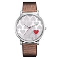 thumbnail image 1 of Reloj de cuarzo con diseño de esfera a la moda, correa de PU, reloj de pulsera informal para mujer, color marrón, 1 of 2